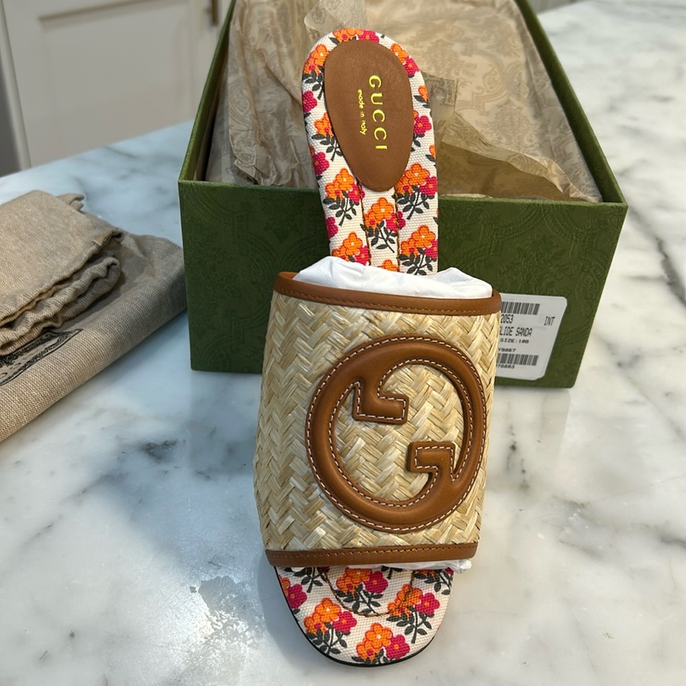 Gucci rattan Mabel slide size 40. Never worn